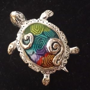 Silver Tone Sea Turtle Pendant Charm Enamel Plated Sea Life Nautical